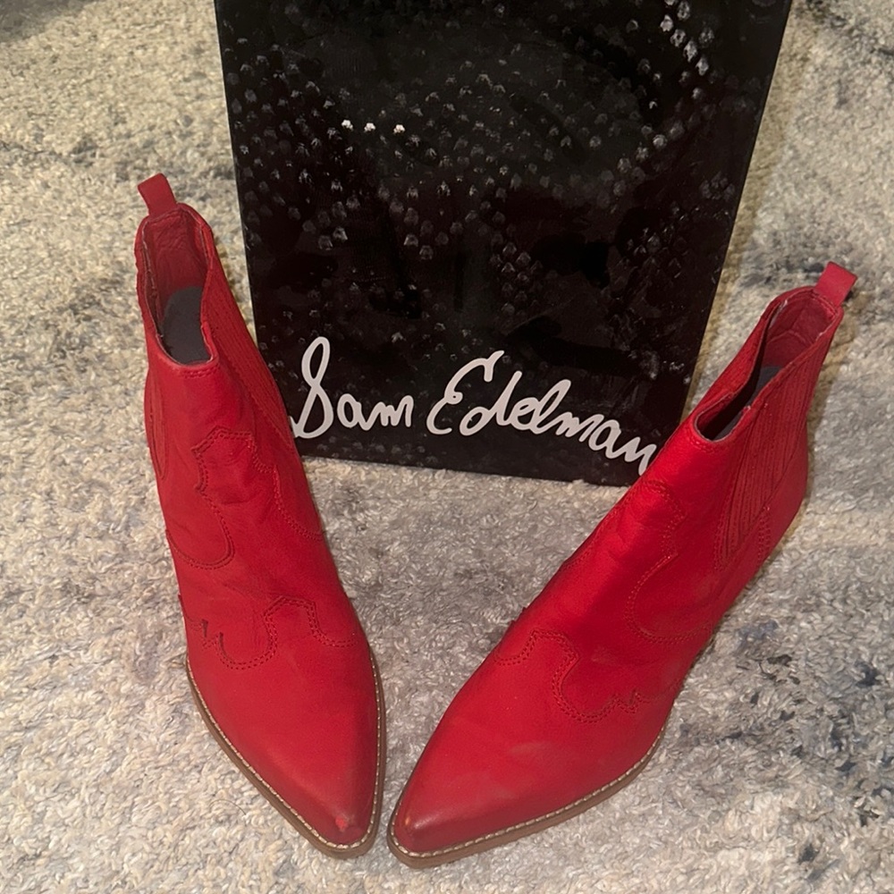 Sam Edelman Red Ankle Boots